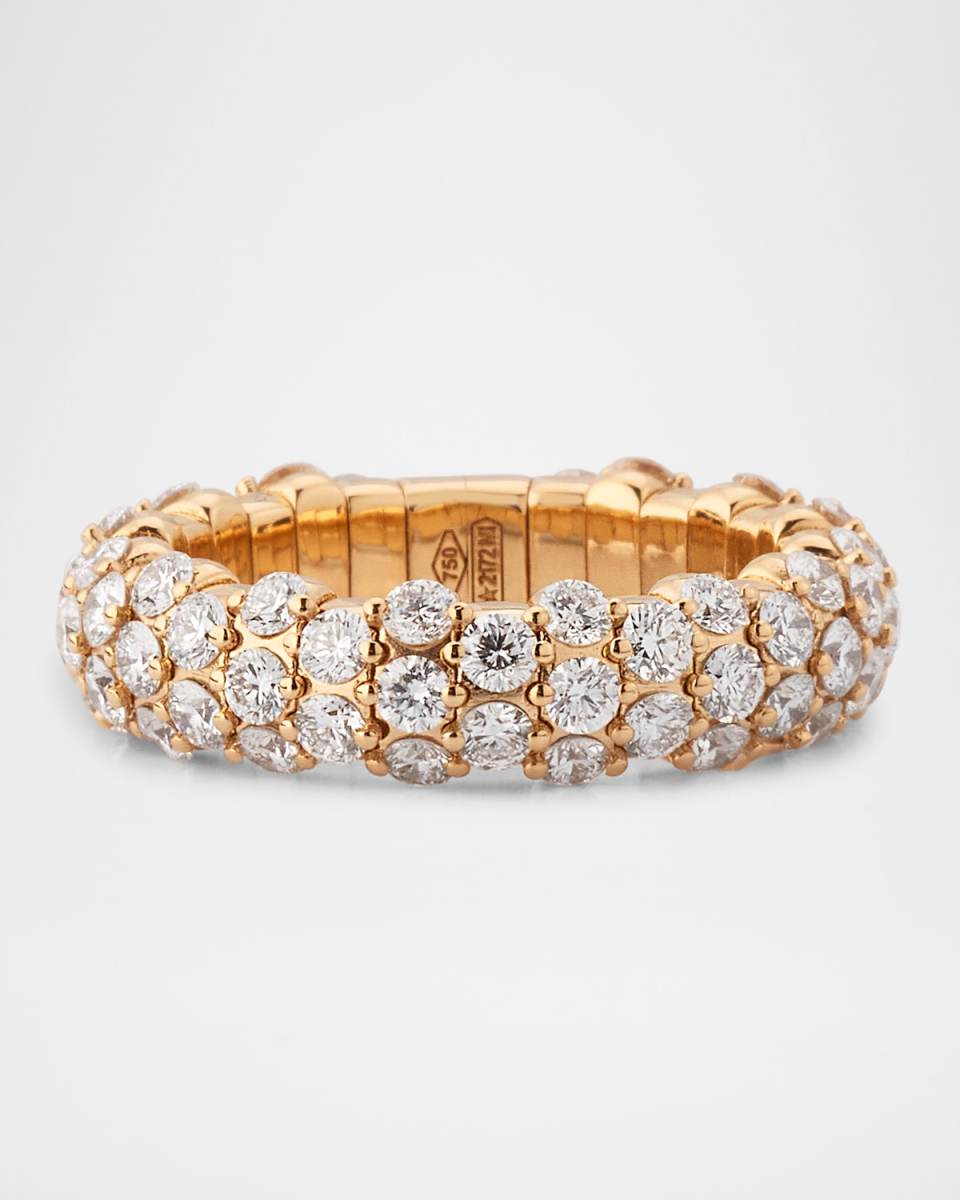 18K Rose Gold Stretch Ring with Diamonds, Size 6